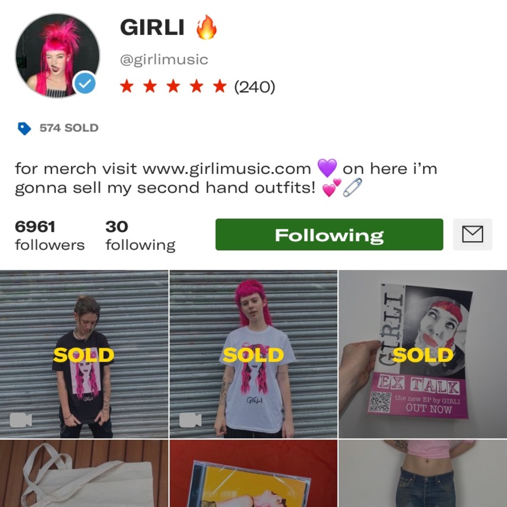 In search of @girlimusic items from depop